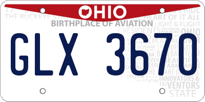OH license plate GLX3670