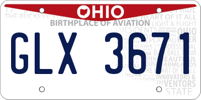 OH license plate GLX3671