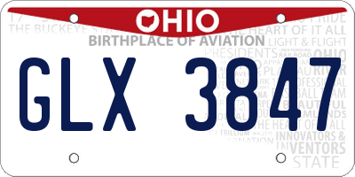 OH license plate GLX3847