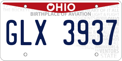 OH license plate GLX3937