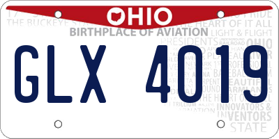 OH license plate GLX4019