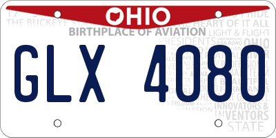 OH license plate GLX4080