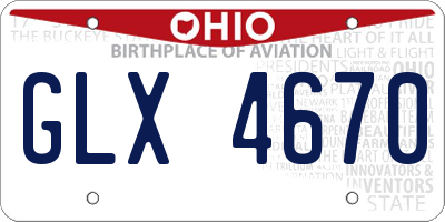 OH license plate GLX4670