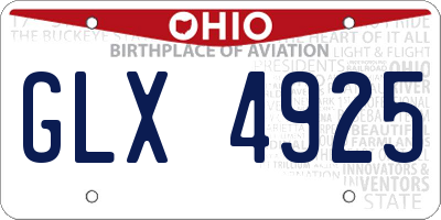 OH license plate GLX4925