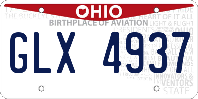 OH license plate GLX4937