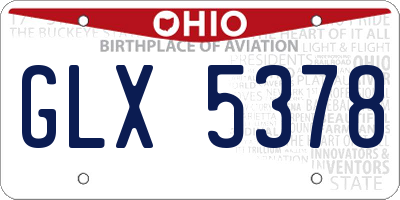OH license plate GLX5378