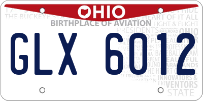 OH license plate GLX6012