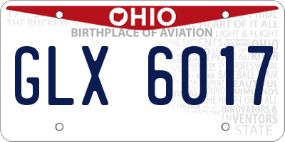 OH license plate GLX6017