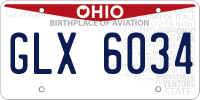 OH license plate GLX6034