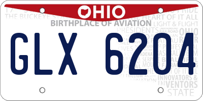 OH license plate GLX6204