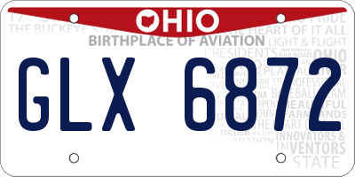 OH license plate GLX6872