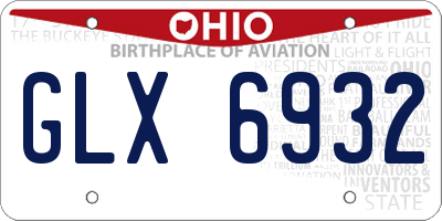 OH license plate GLX6932