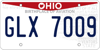 OH license plate GLX7009