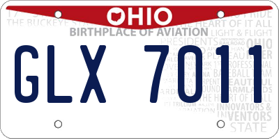 OH license plate GLX7011