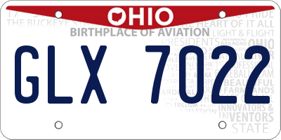 OH license plate GLX7022