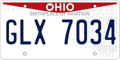 OH license plate GLX7034
