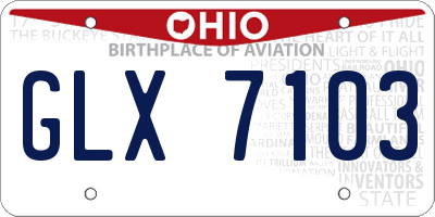 OH license plate GLX7103
