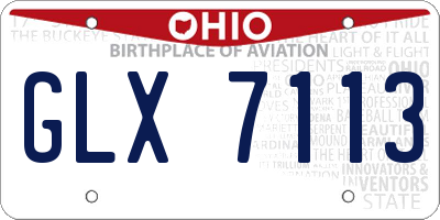 OH license plate GLX7113
