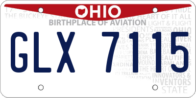 OH license plate GLX7115