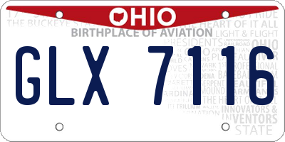 OH license plate GLX7116