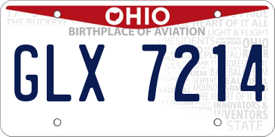 OH license plate GLX7214