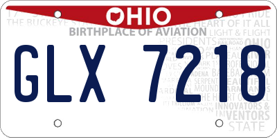 OH license plate GLX7218