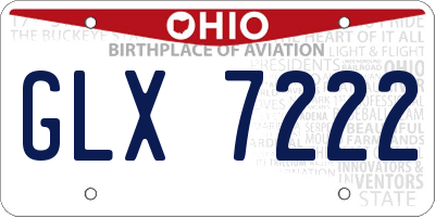 OH license plate GLX7222