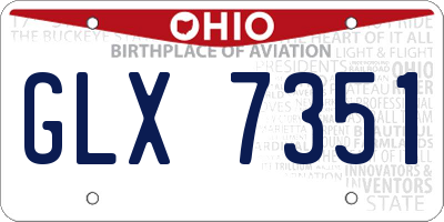 OH license plate GLX7351
