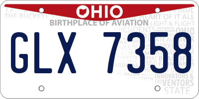 OH license plate GLX7358