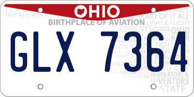 OH license plate GLX7364
