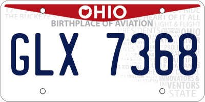OH license plate GLX7368