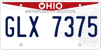 OH license plate GLX7375