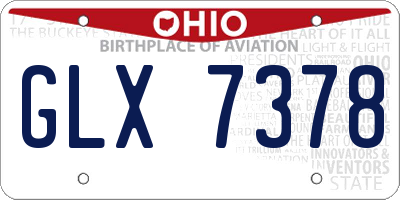 OH license plate GLX7378