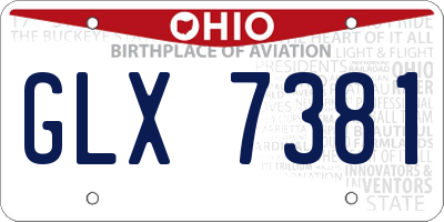 OH license plate GLX7381