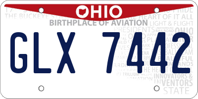 OH license plate GLX7442
