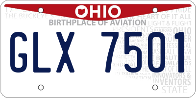 OH license plate GLX7501