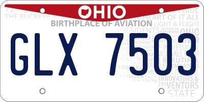 OH license plate GLX7503