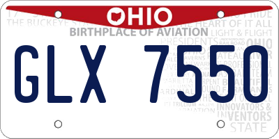 OH license plate GLX7550