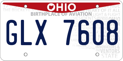 OH license plate GLX7608