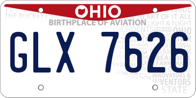 OH license plate GLX7626