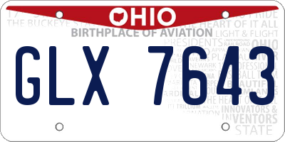 OH license plate GLX7643