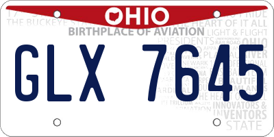 OH license plate GLX7645