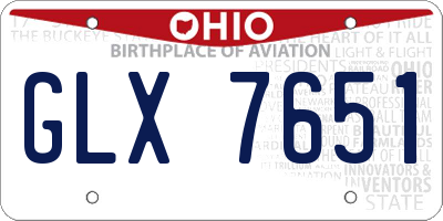 OH license plate GLX7651