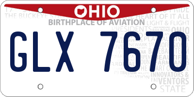 OH license plate GLX7670