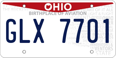 OH license plate GLX7701