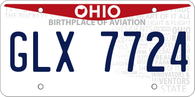 OH license plate GLX7724