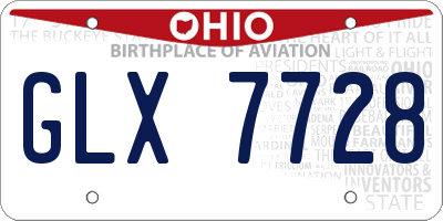 OH license plate GLX7728