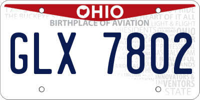 OH license plate GLX7802