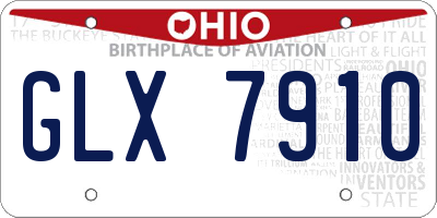 OH license plate GLX7910