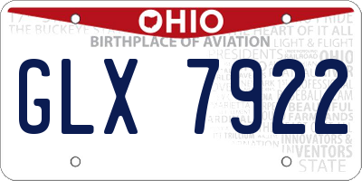 OH license plate GLX7922